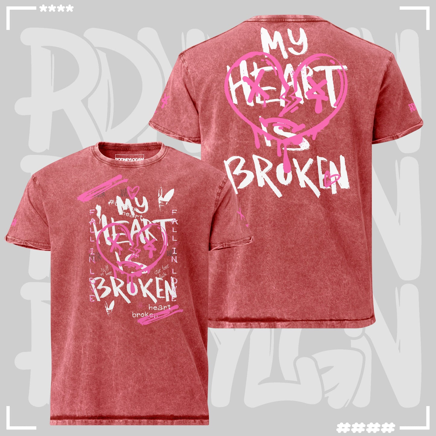 Denim T-Shirt – Broken Heart Red T-Shirt