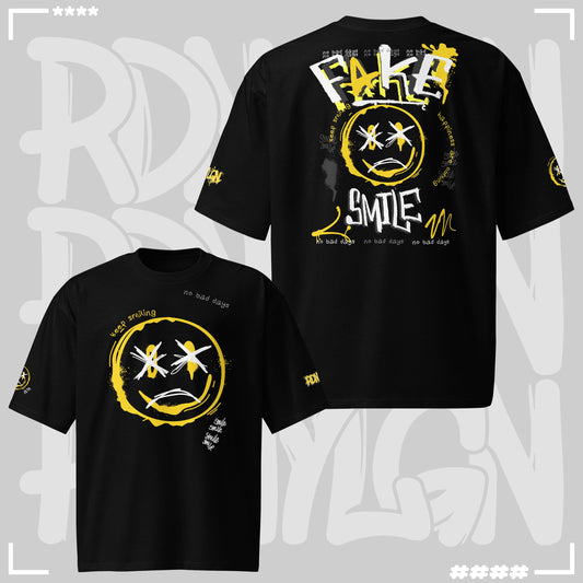 Heavy Oversized T-Shirt - Fake Smile Heavy Oversized T-Shirt