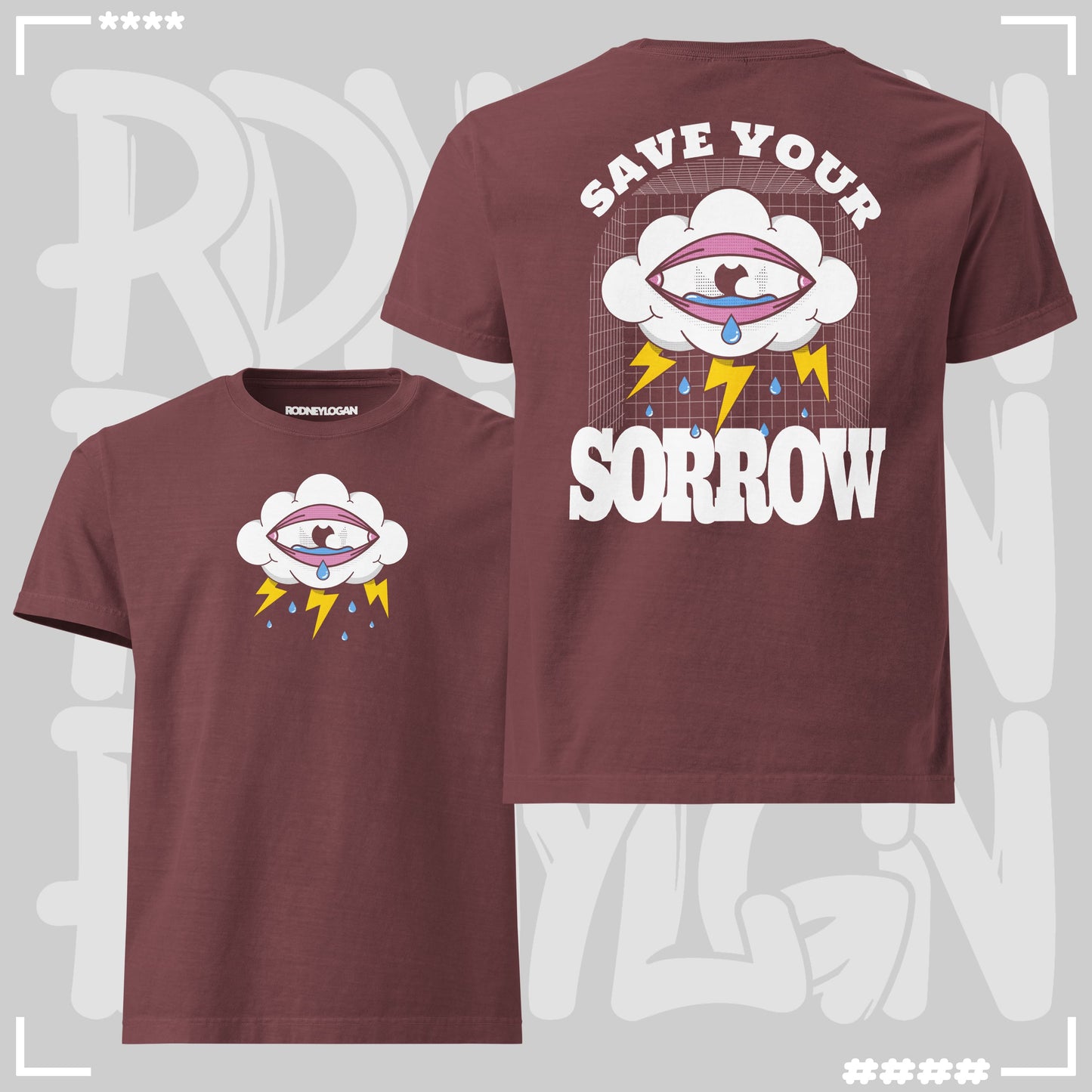 Oversized T-Shirt - Save your Sorrow Washed Maroon Oversized T-Shirt