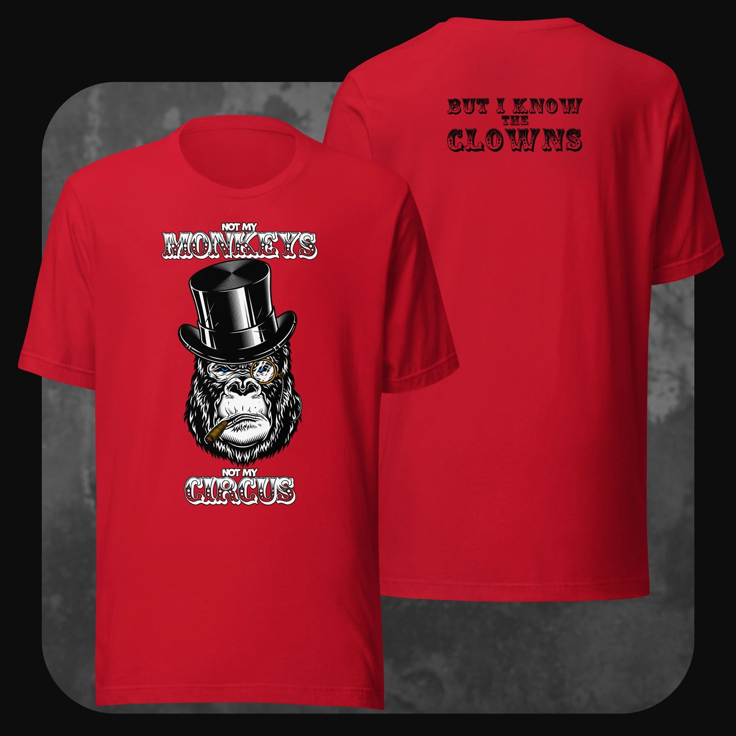 Bright red streetwear tee with a distinguished gorilla graphic and bold lettering on the front and back.