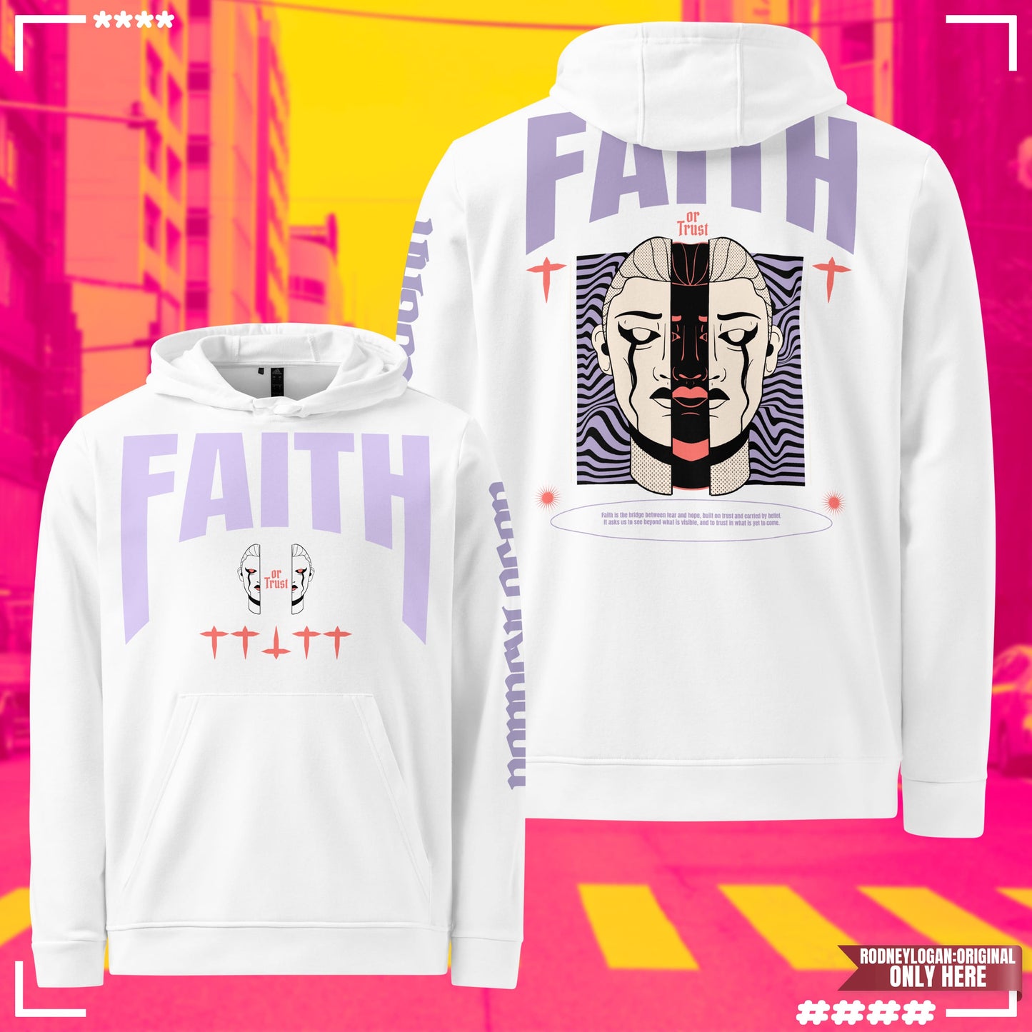 B-Side „Faith or Trust?“ Hoodie — adidas® base White Hoodie