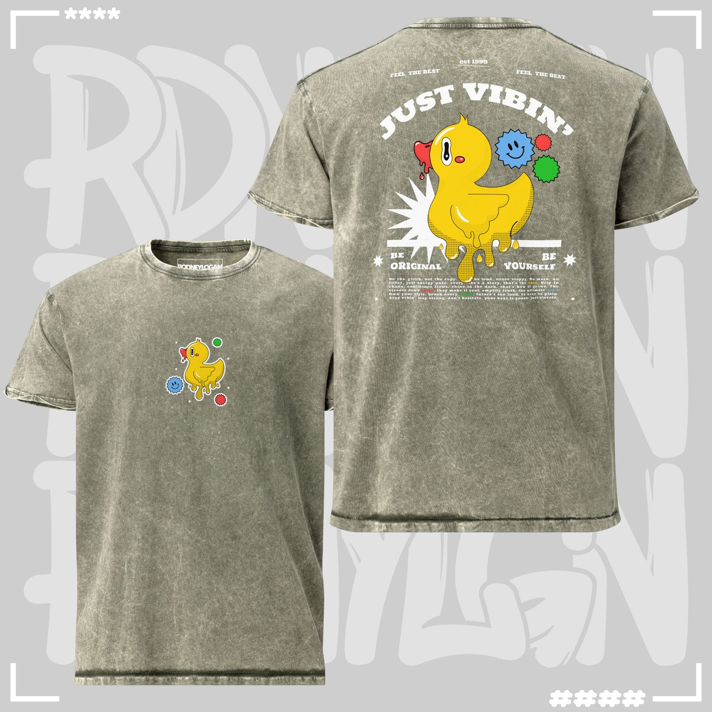 Denim T-Shirt - Just Vibin Militärgrün T-Shirt