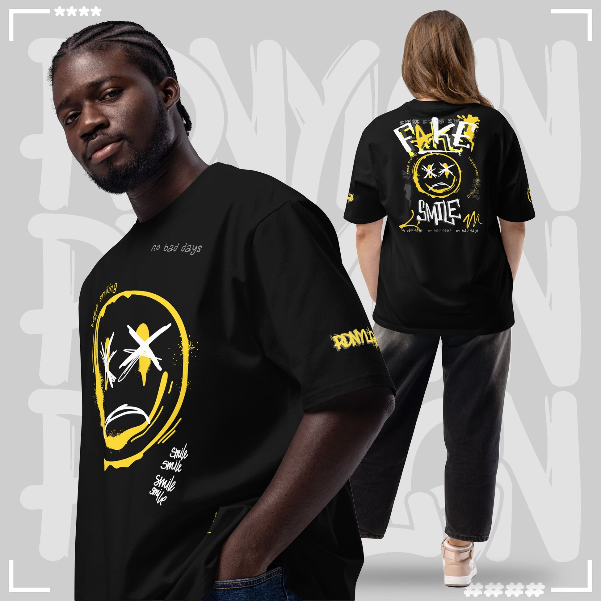 Heavy Oversized T-Shirt - Fake Smile Heavy Oversized T-Shirt