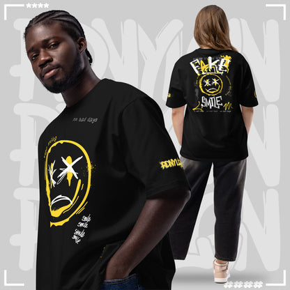 Heavy Oversized T-Shirt - Fake Smile Heavy Oversized T-Shirt